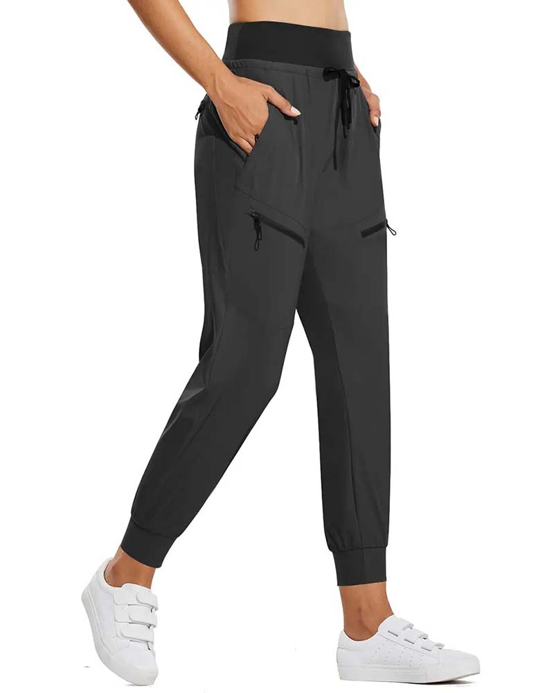 Elastic Waist Drawstring Pocket Tapered Pants
