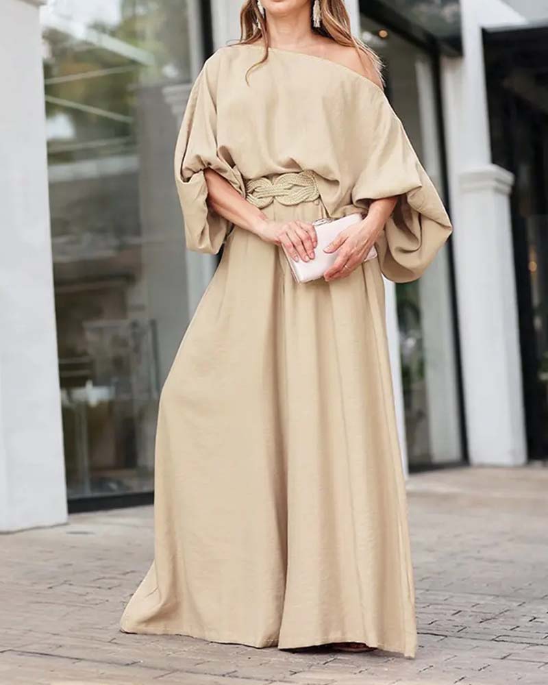 Casual One Shoulder Two Piece Set