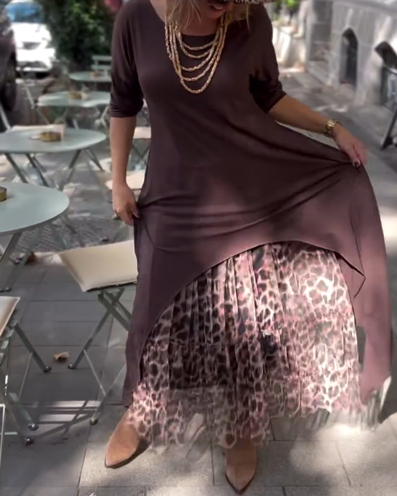 Long Sleeve Solid Color Irregular Dress