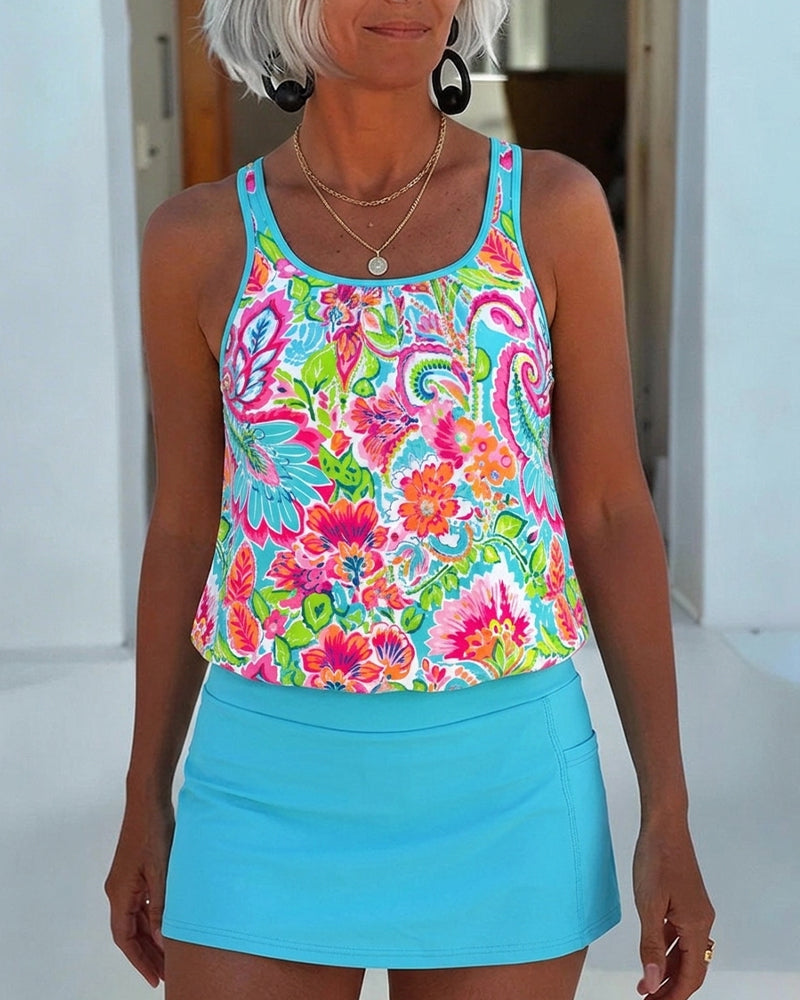 Floral Print Tank Top Tankini