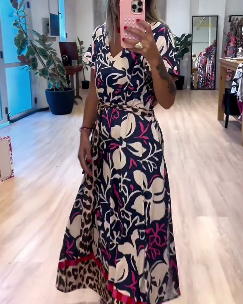 V-Neck Tie-Waist Holiday Dress