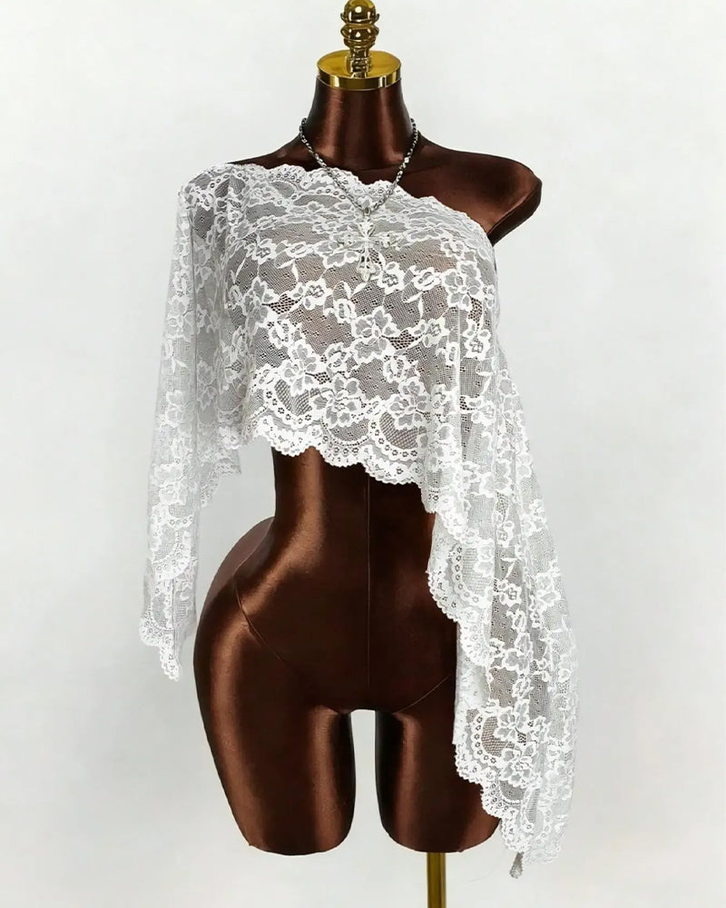 Sheer Lace Long-Sleeve Cover-Ups