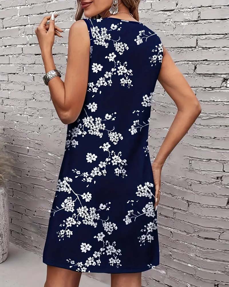 Sleeveless Slim Print Dress