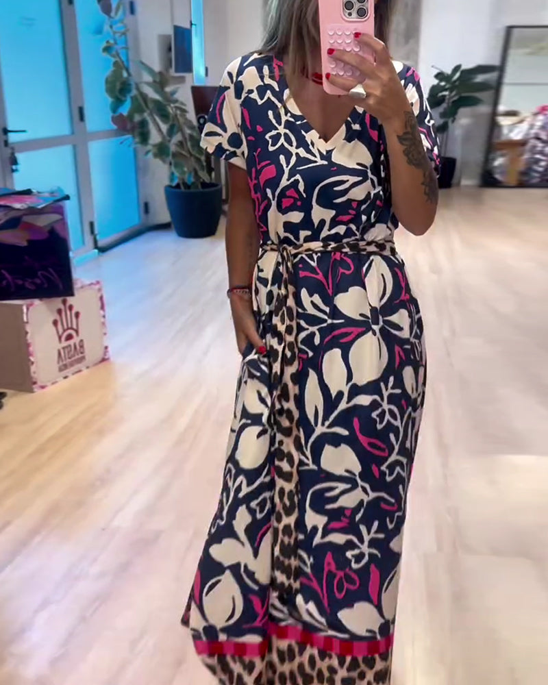 V-Neck Tie-Waist Holiday Dress