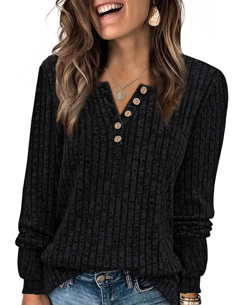 V-Neck Button Stylish Top