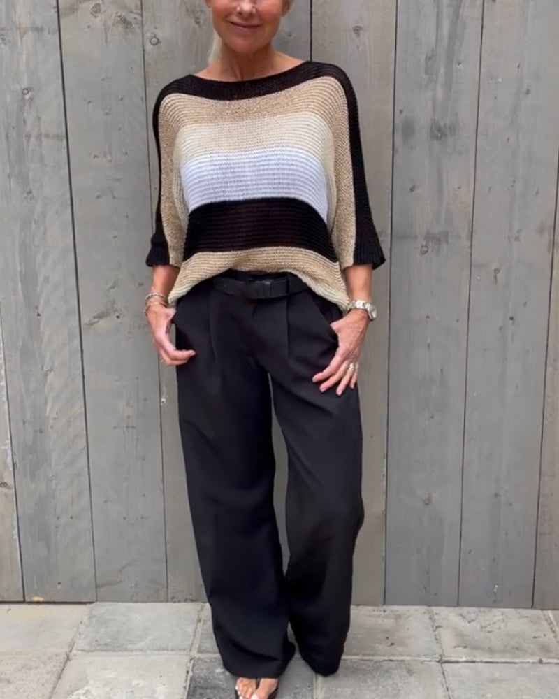 Aumora Color block crew neck sweater