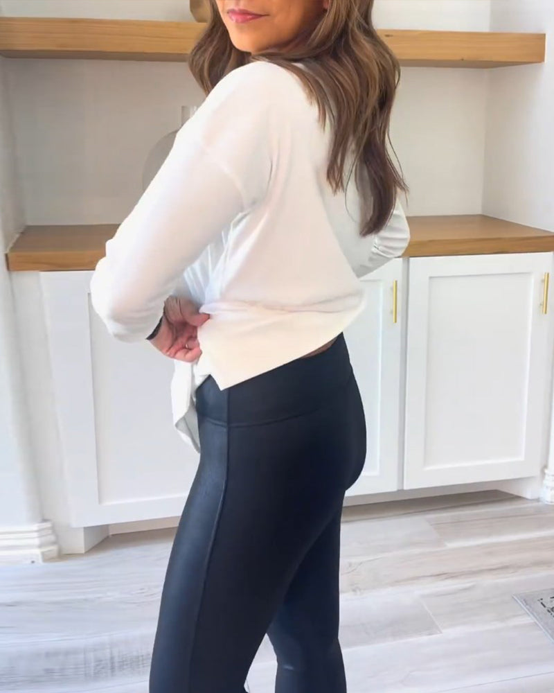 Solid Color Long Sleeve Top