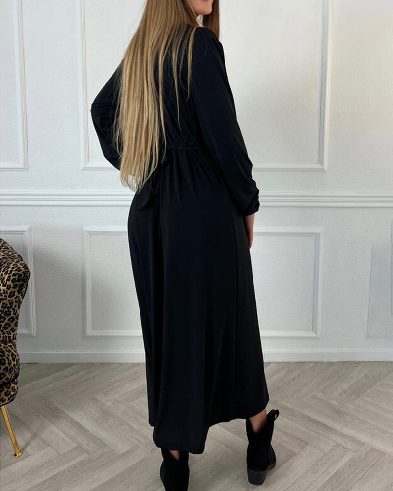 Sexy solid color Long Sleeve Dress