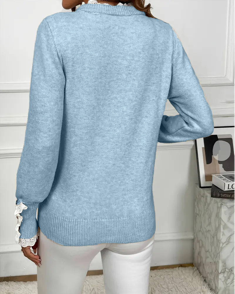 Elegant Lace-Trimmed Sweater