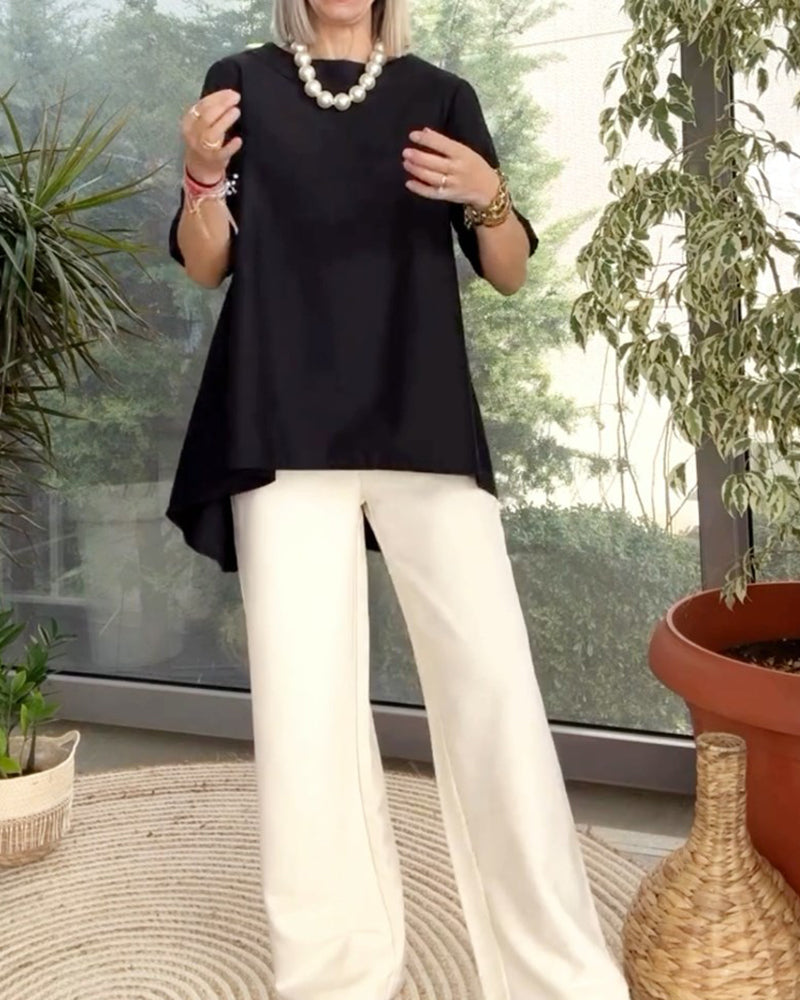 Solid color commuting top