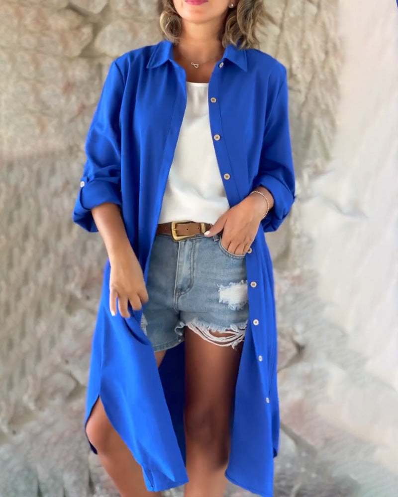 Solid Color Long Sleeve Top