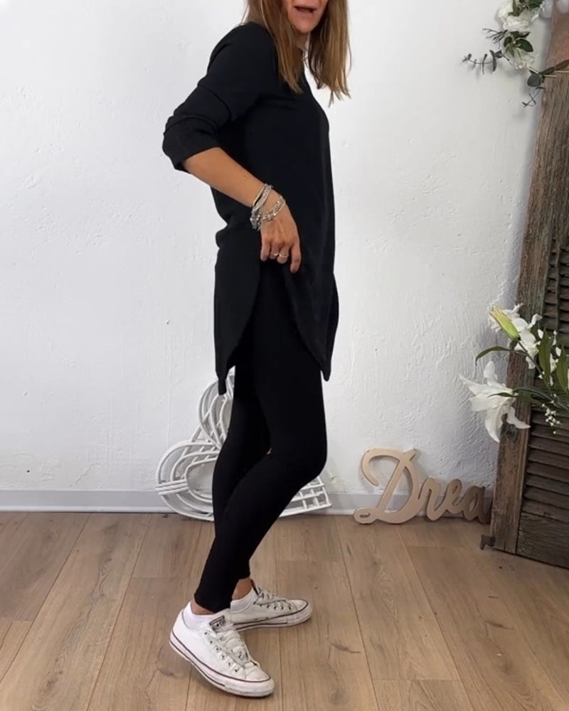 Mid-Length Crew Neck Top