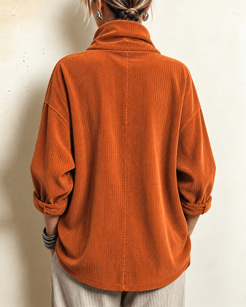 High Neck Button Asymmetric Coat