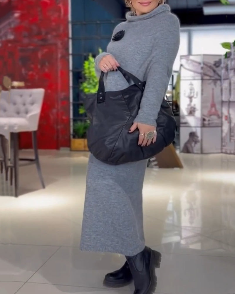 Turtleneck Long Sleeve Loose Dress
