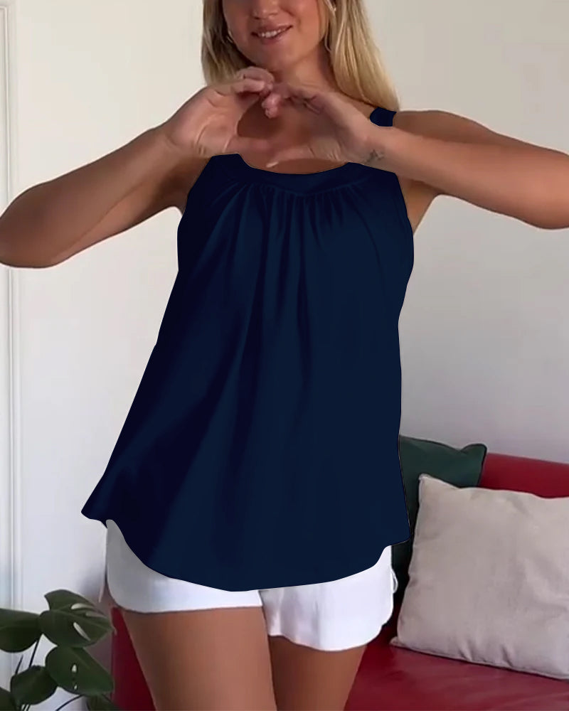 Aumora Strapless Pleated Solid Color Tank Top