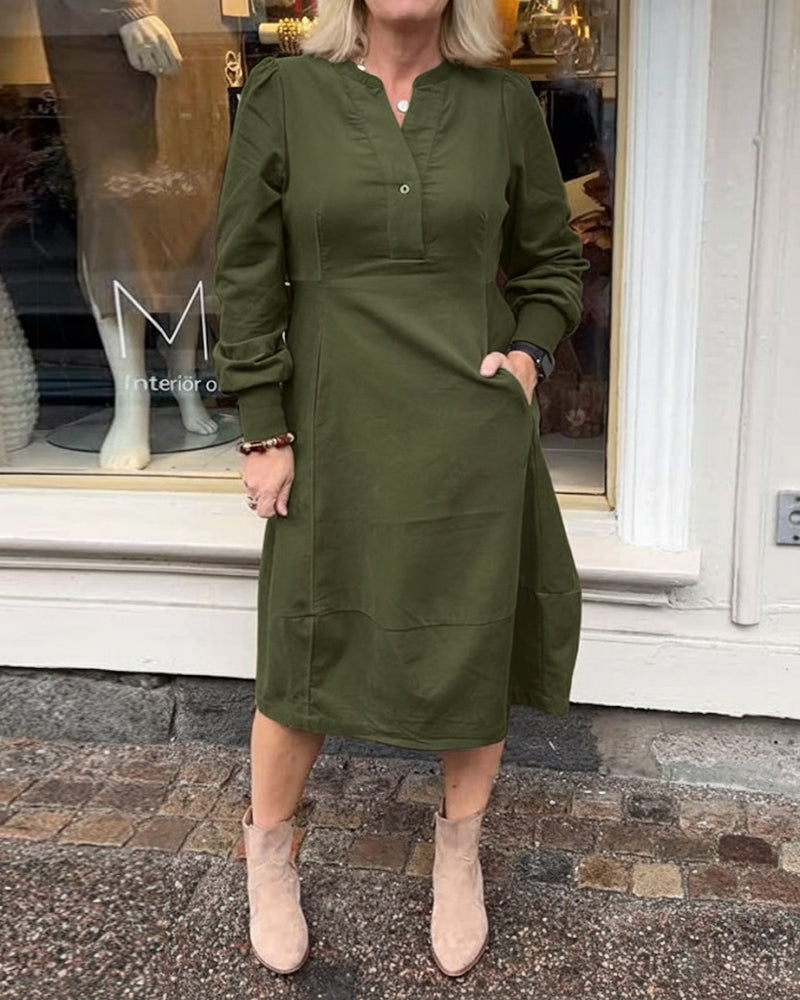 Casual Retro Long Sleeve Dress