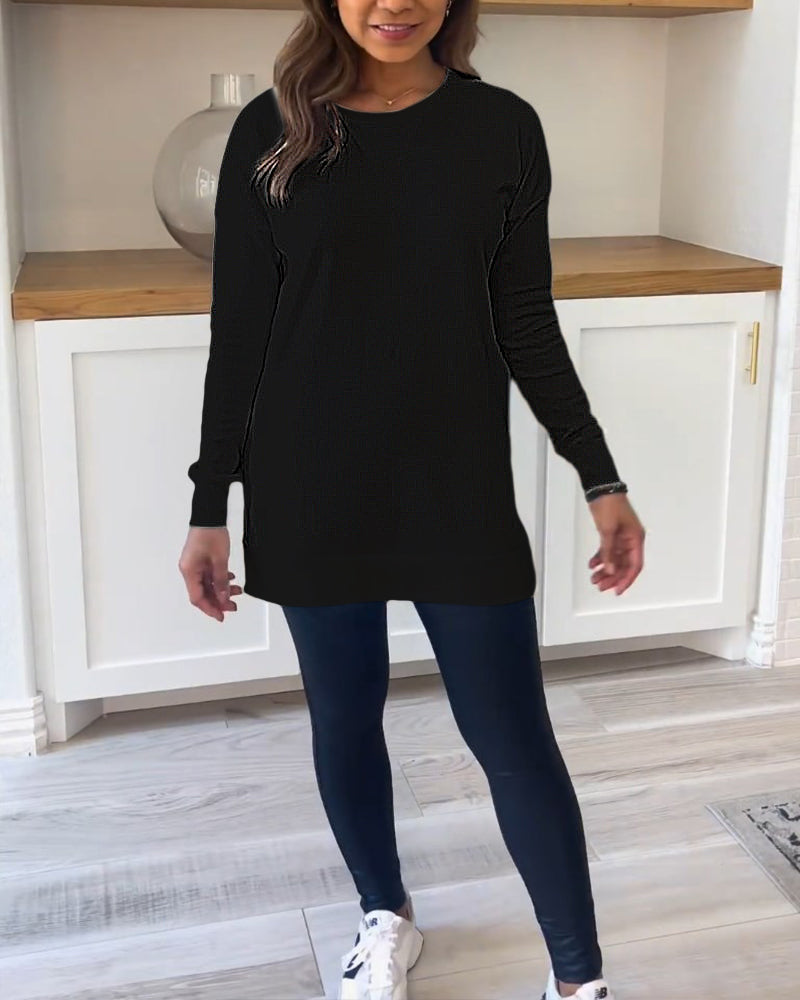 Solid Color Long Sleeve Top