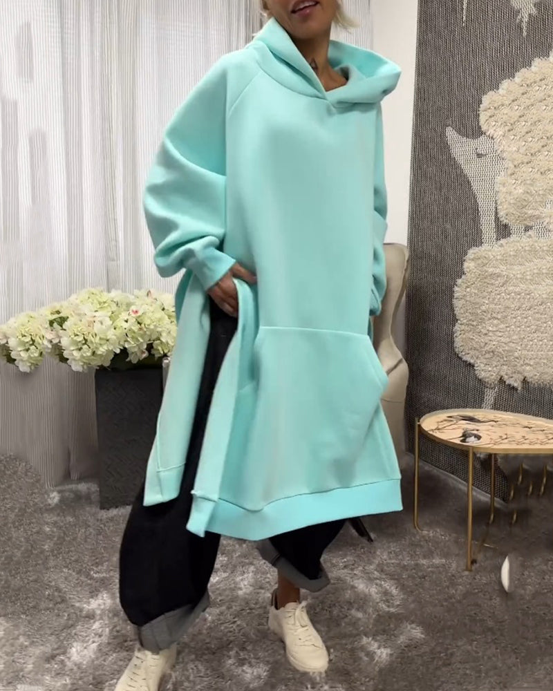 Slit Loose Long-Sleeved Hoodies
