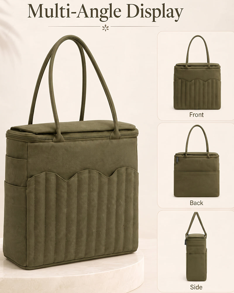 Canvas Yarn Storage Bag with Needle Pockets