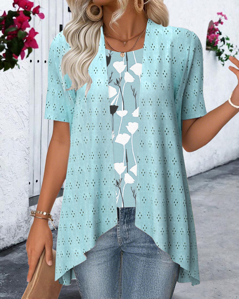 Fake Two-piece Printed Blouse