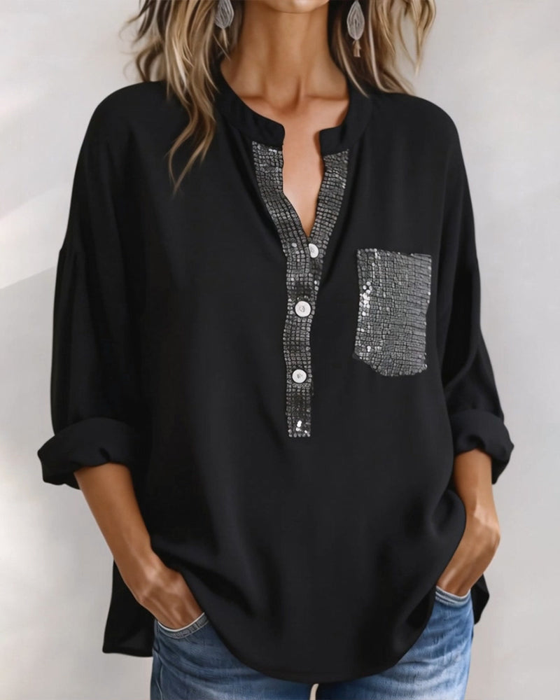 Sequin Patchwork Loose Casual Top