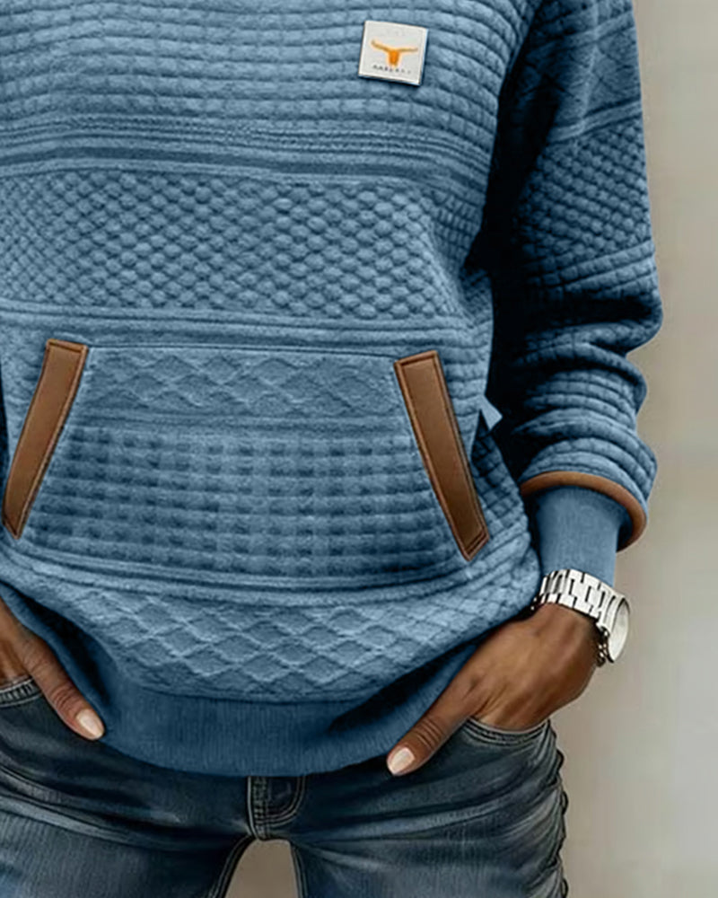 Crew Neck Color-Blocked Sweatshirt