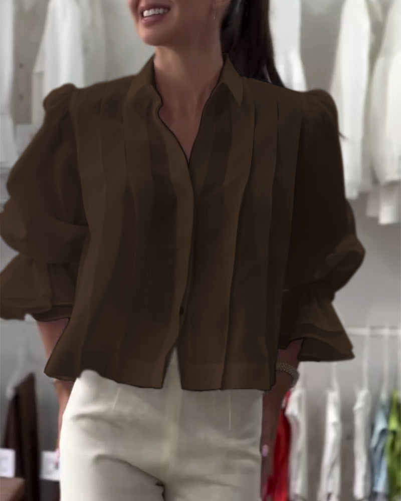 Aumora Puff Sleeve Ruffle Shirt