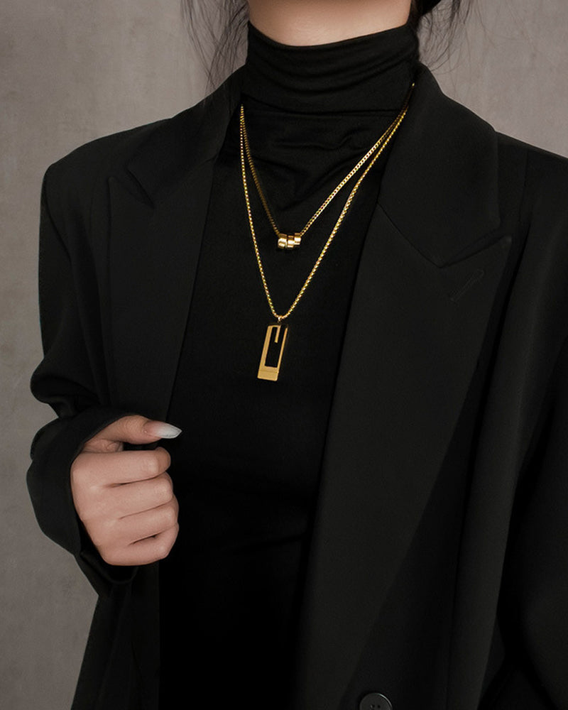 Double long necklace in titanium steel