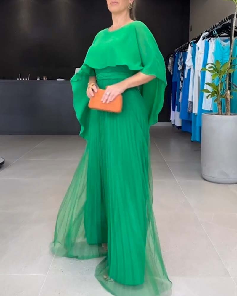 Round Neck A Line Maxi Dress