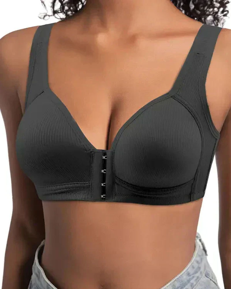 Adjustable Front Closure Push-Up Bra Wire-Free, Seamless & Side Support for Daily Wear, Spring-Summer Comfort