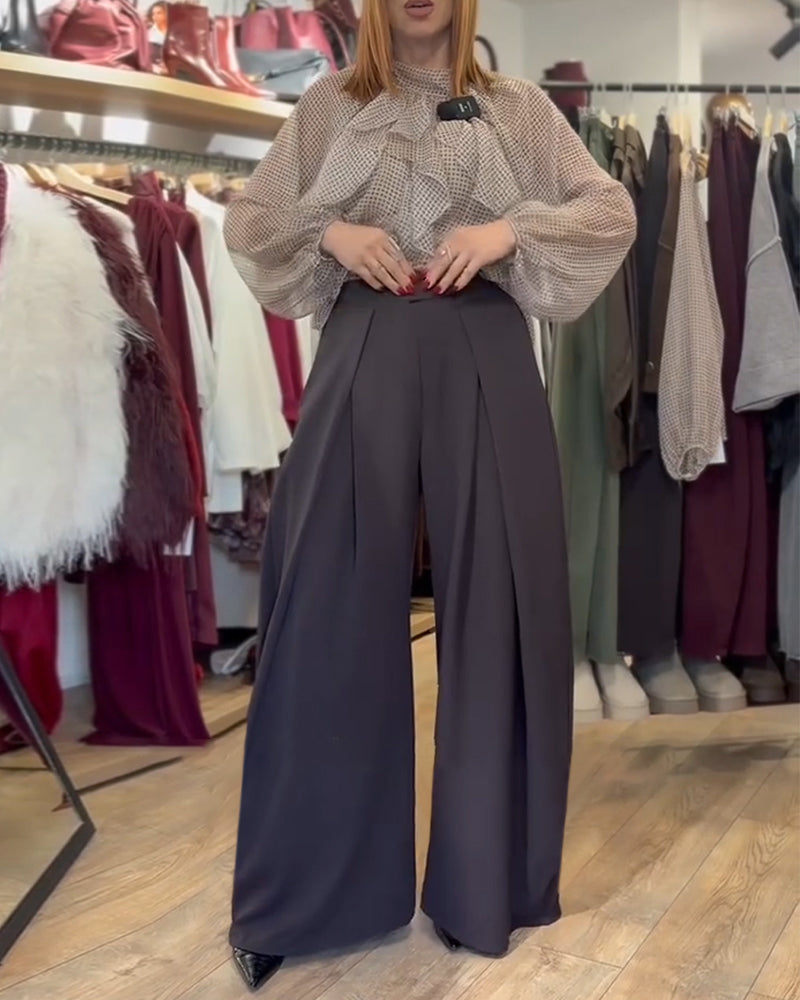 High Waist Suit Wide Leg Pants