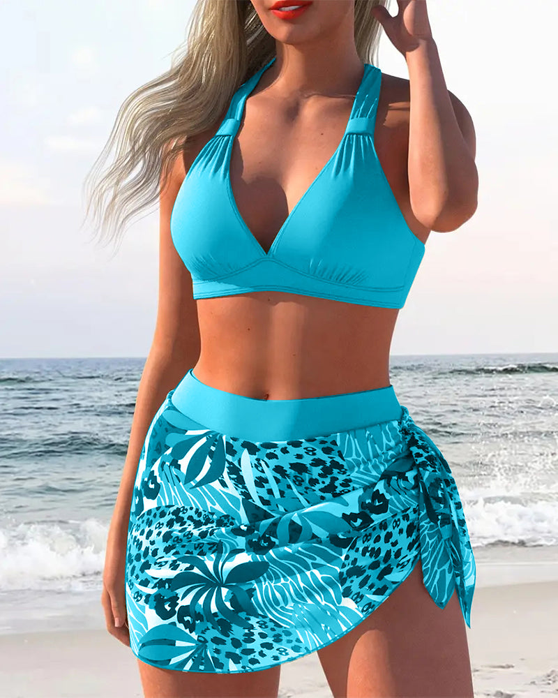 Bra Two-Piece Skirt Swimsuit