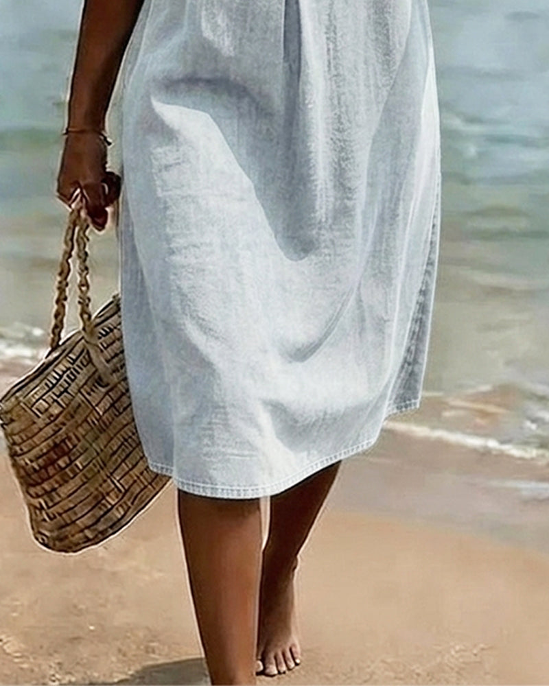 Lotus Leaf Sleeves Jeans Dress