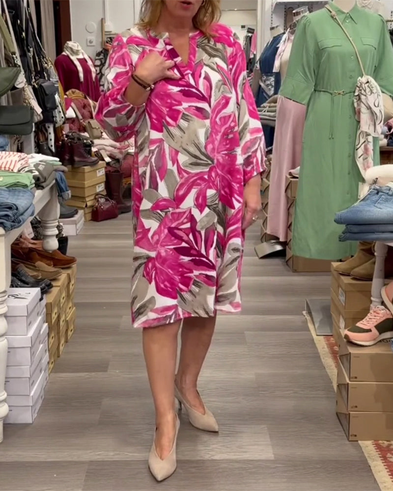 Floral Small V-Neck Print Dress