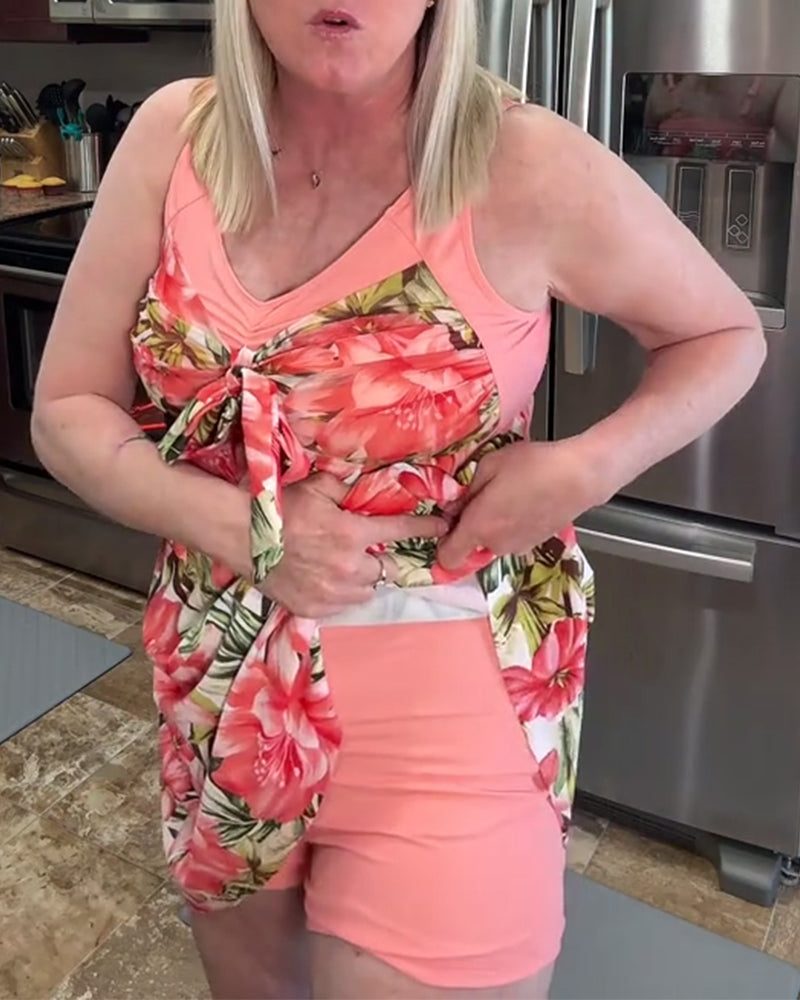 Resort Print Bow Two-Piece Swimsuit