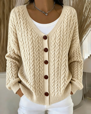Thick-Knit Long-Sleeved Cardigan