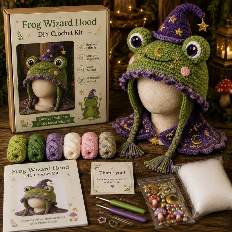 🐉✨ Fantasy Hood Hat DIY Crochet Kit 🧶🎭✨