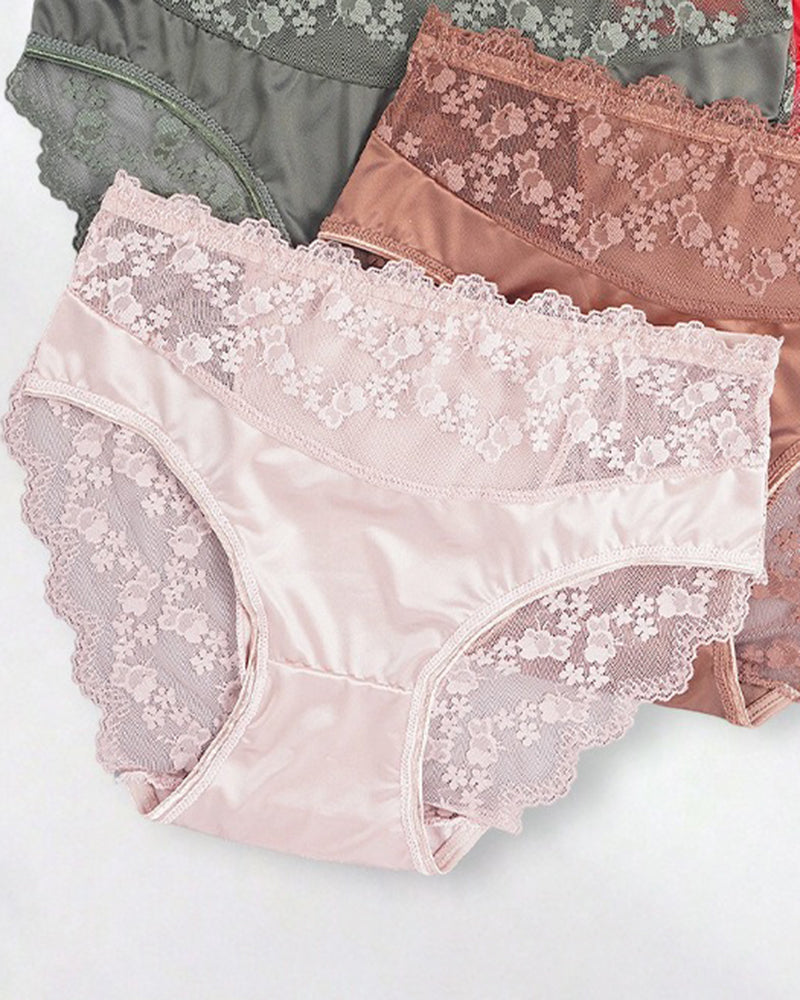 Solid Color Lace Panties