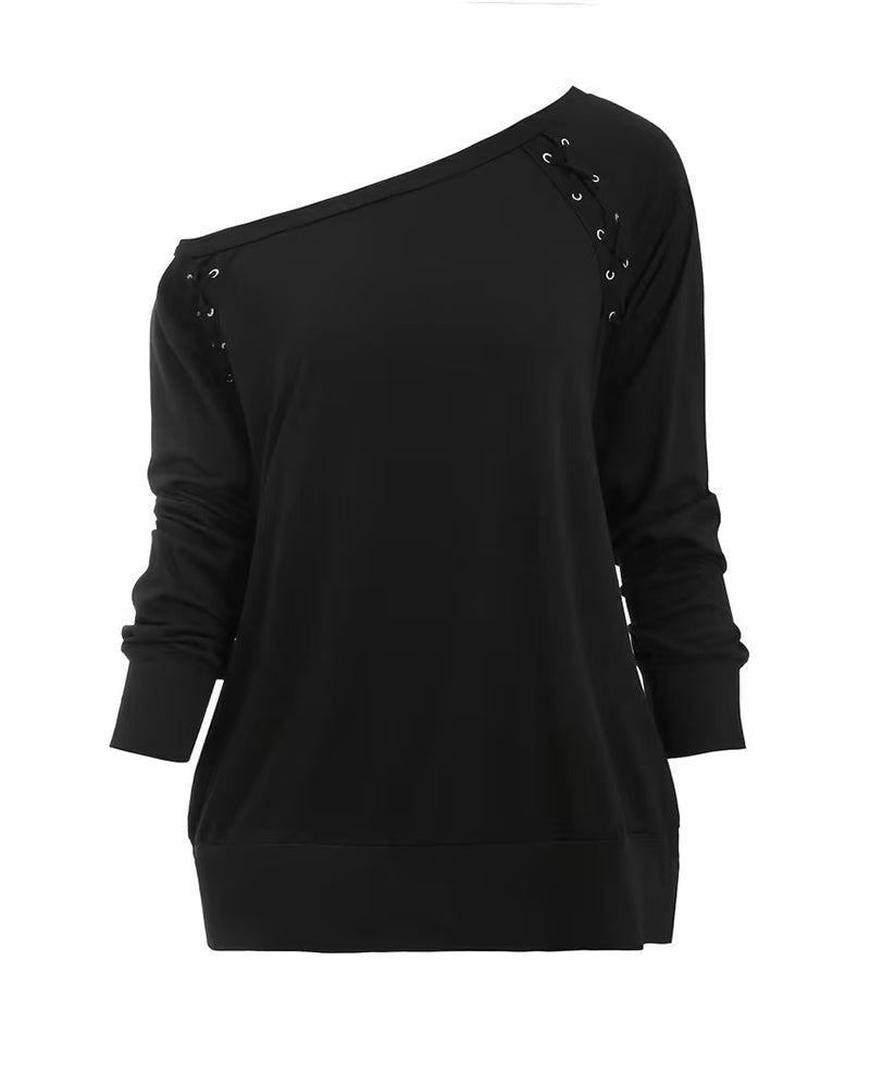 Stylish One-Shoulder Tie Blouse