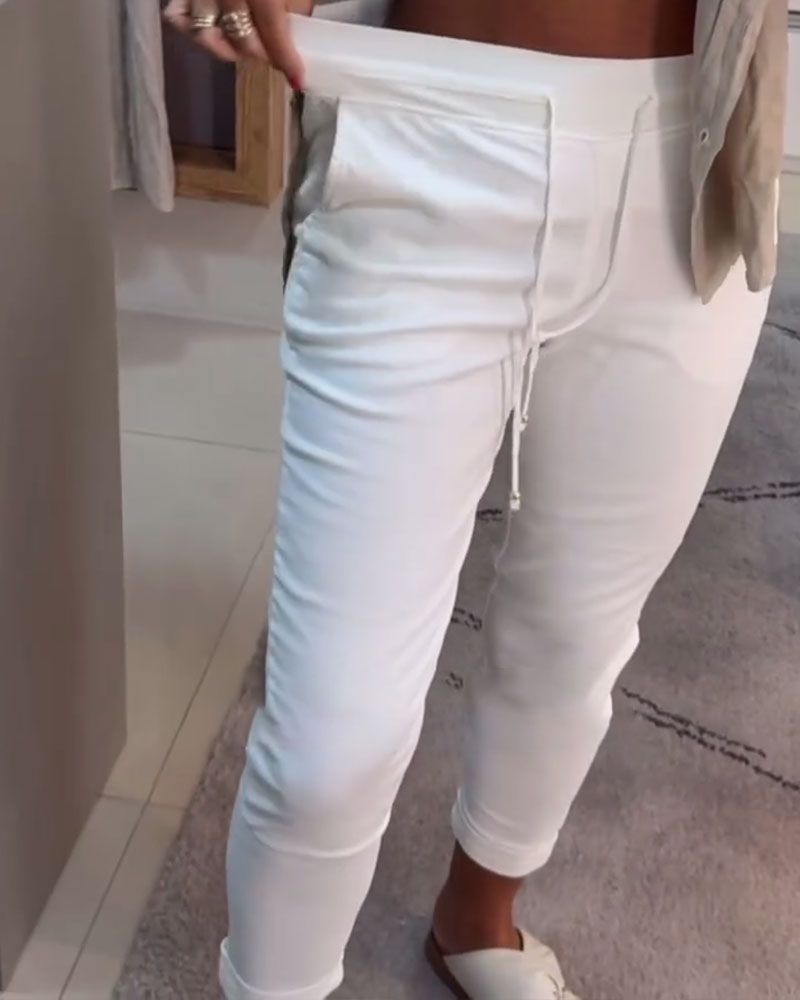 Aumora Drawstring Casual Pencil Pants