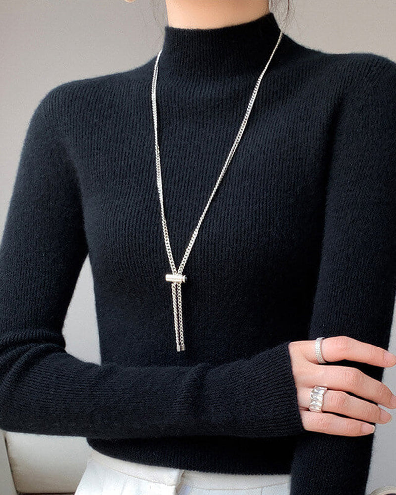 Half-High Neck Knitted Sweater