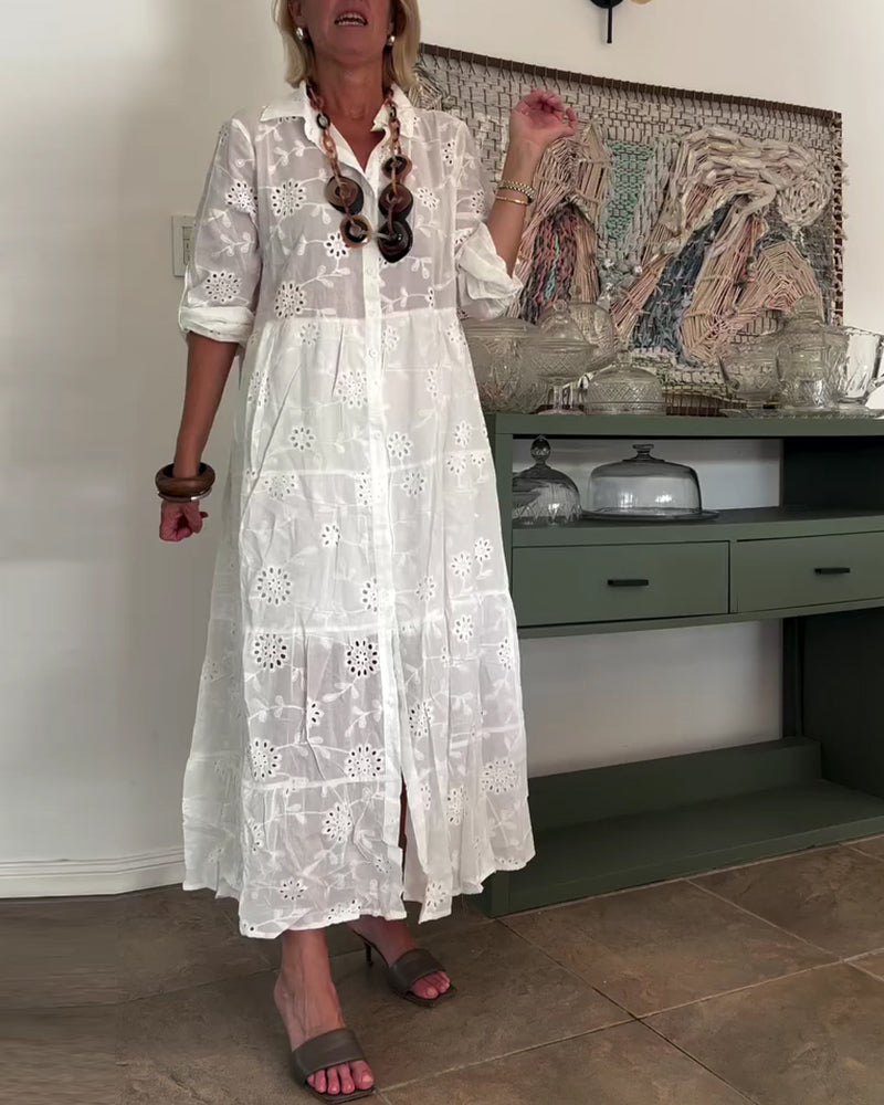 Elegant Hollow Flower Dress