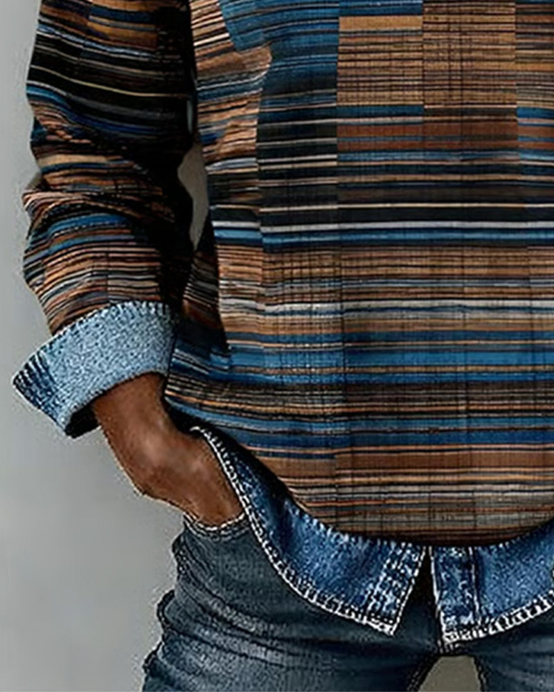 Denim Patchwork Stripe Vintage Top