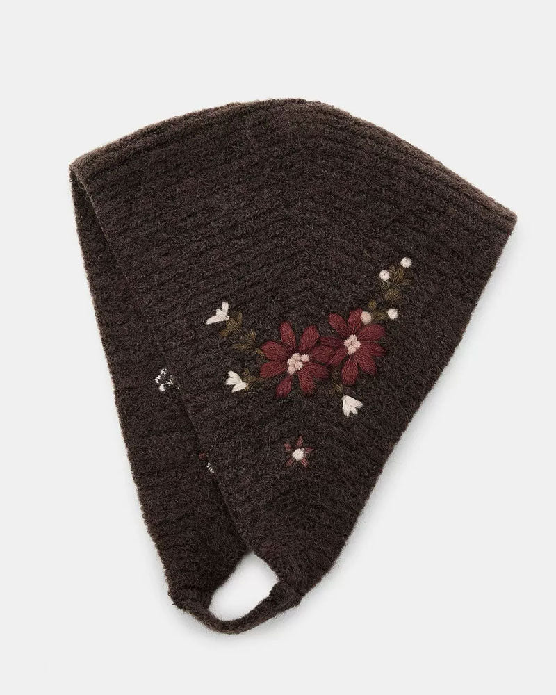 Vintage Knit Floral Headscarf
