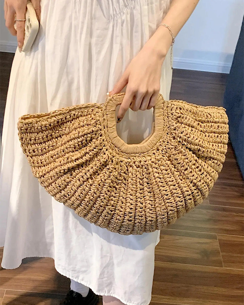 Moon-Shaped Straw Bag