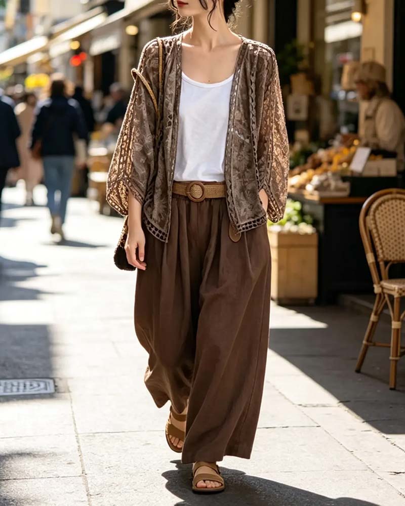 Solid Color Long Sleeve Hollow Out Cover Up