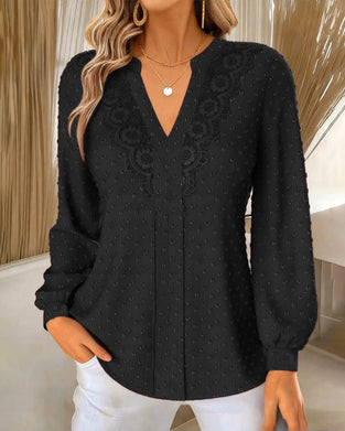 V-Neck Three-Dimensional Petal Blouse