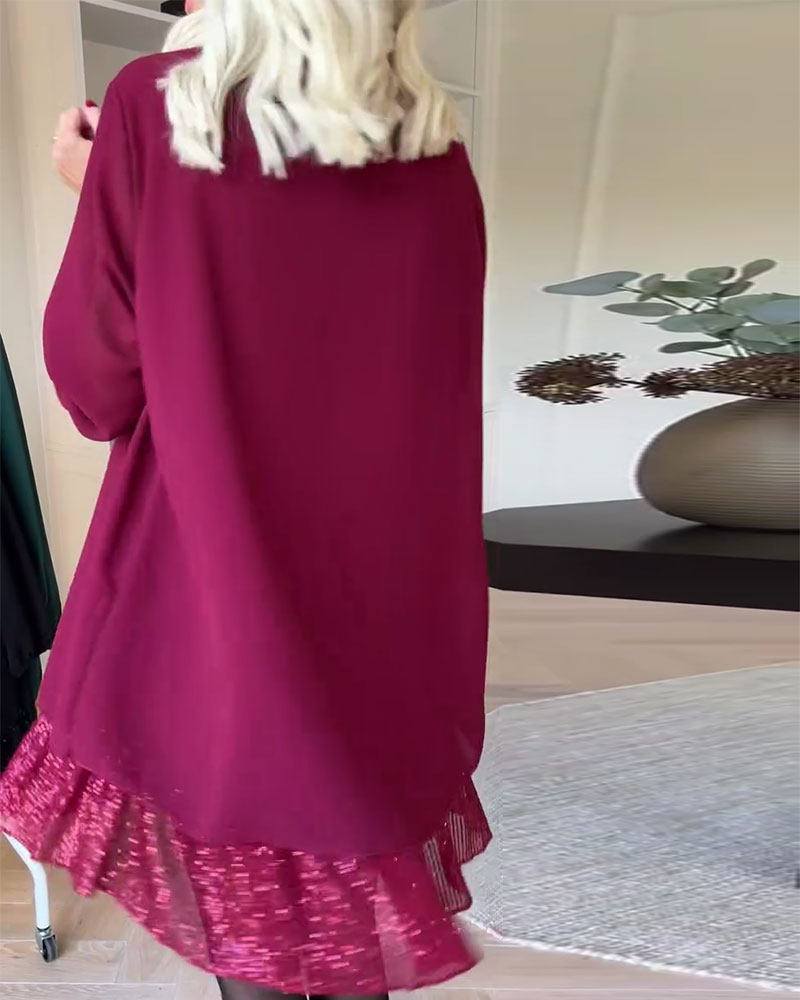 Round Neck Loose Patchwork Dress