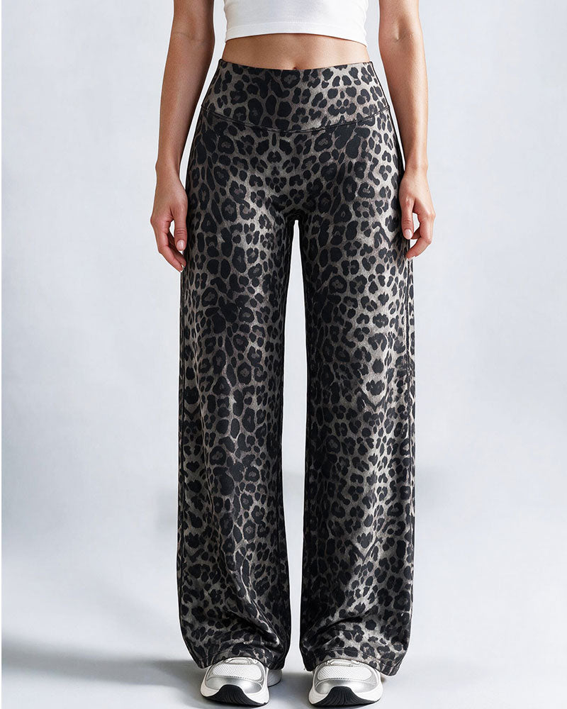 Women’s Leopard Print Wide Leg Athletic Pants