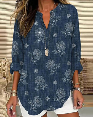 Floral print casual blouse